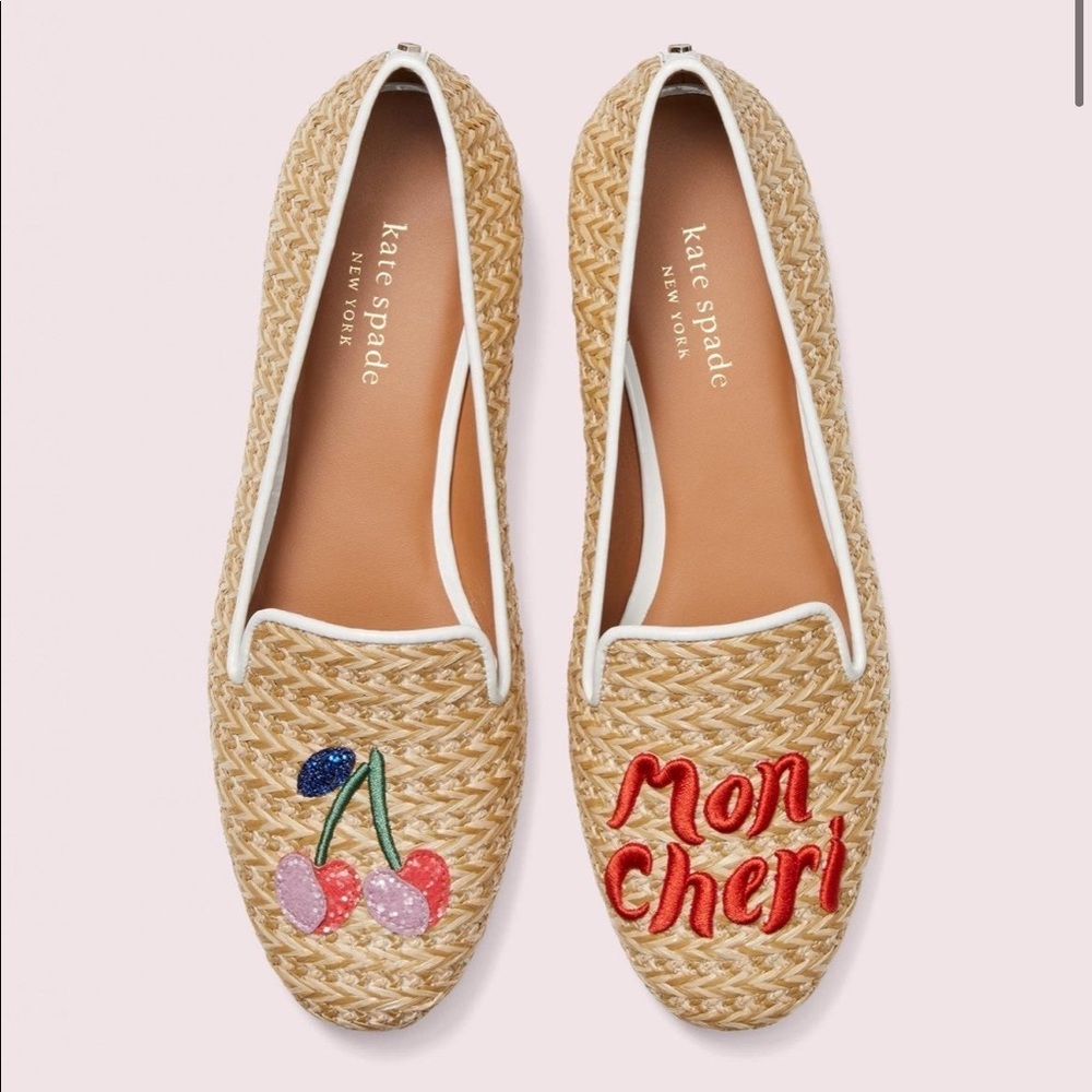 Kate Spade Lounge Cherries Raffia Loafers